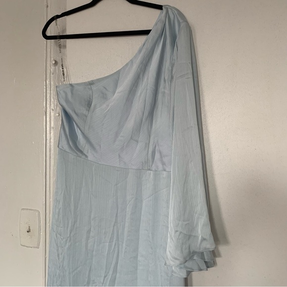 SACHIN & BABI Keely One-Shoulder Satin Gown Ice Blue size 10 NWOT - Picture 6 of 14